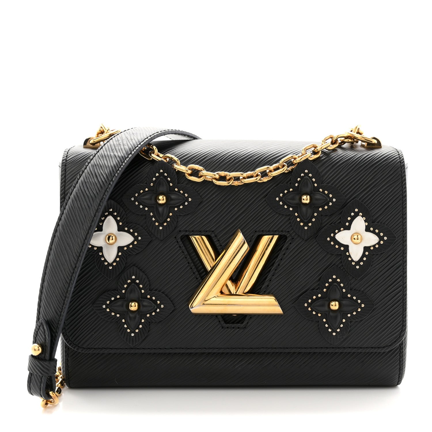 Louis Vuitton Epi Flowers Twist Shoulder Bag MM Black 1875149
