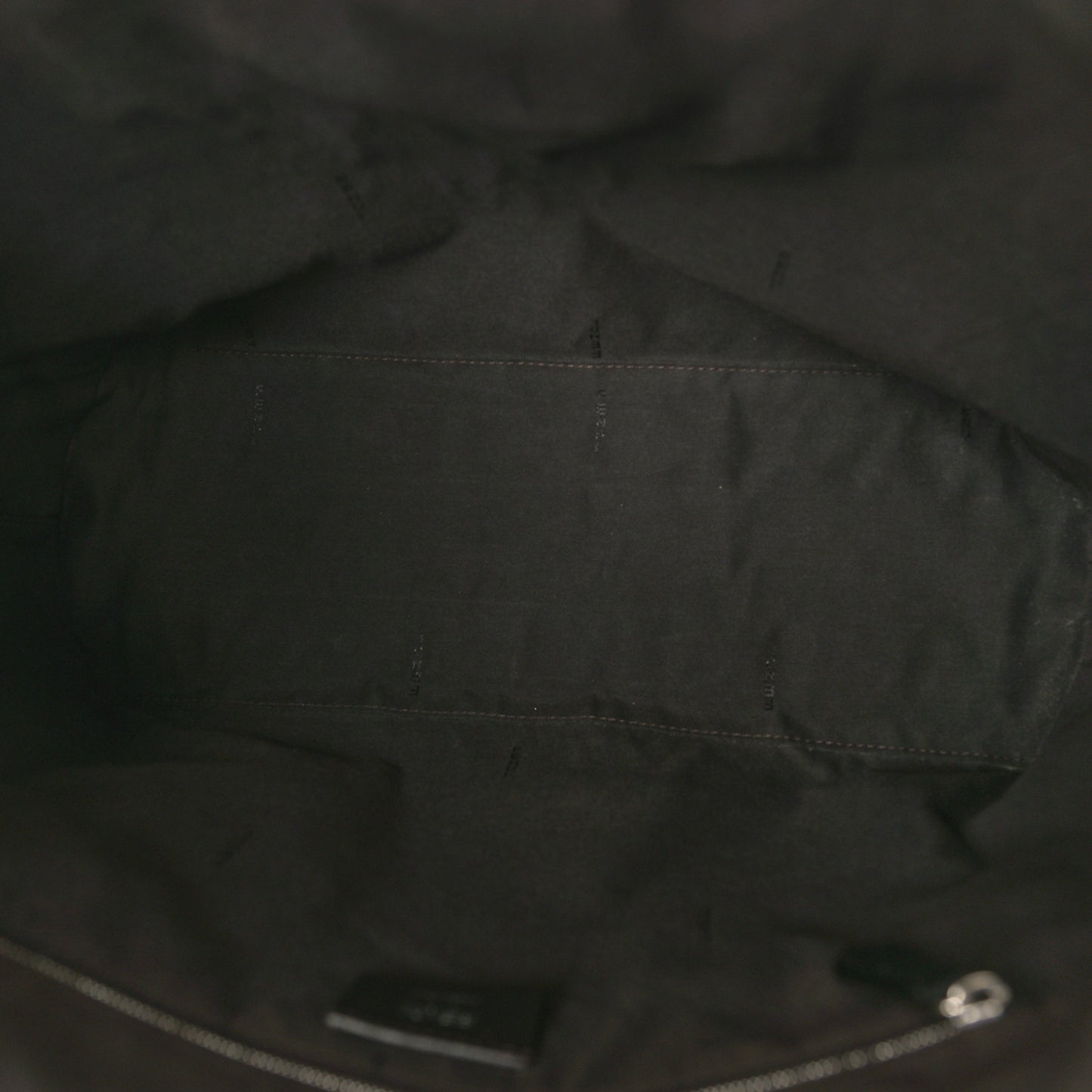 Glazed Fabric Vitello Century FF 1974 Stamp Patch Shopping Tote Mogano Panna Black