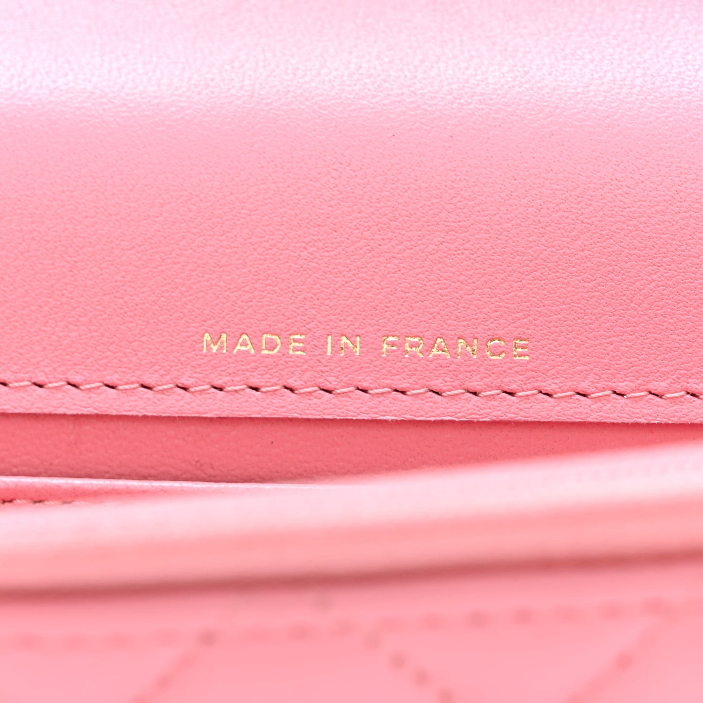 Lambskin Quilted Flap Phone Holder With Chain Pink
