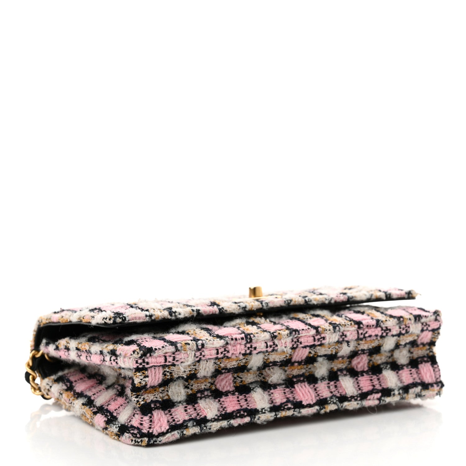 Chanel Tweed Quilted CC Pearl Crush Wallet On Chain WOC Pink Multicolor 4 of 12