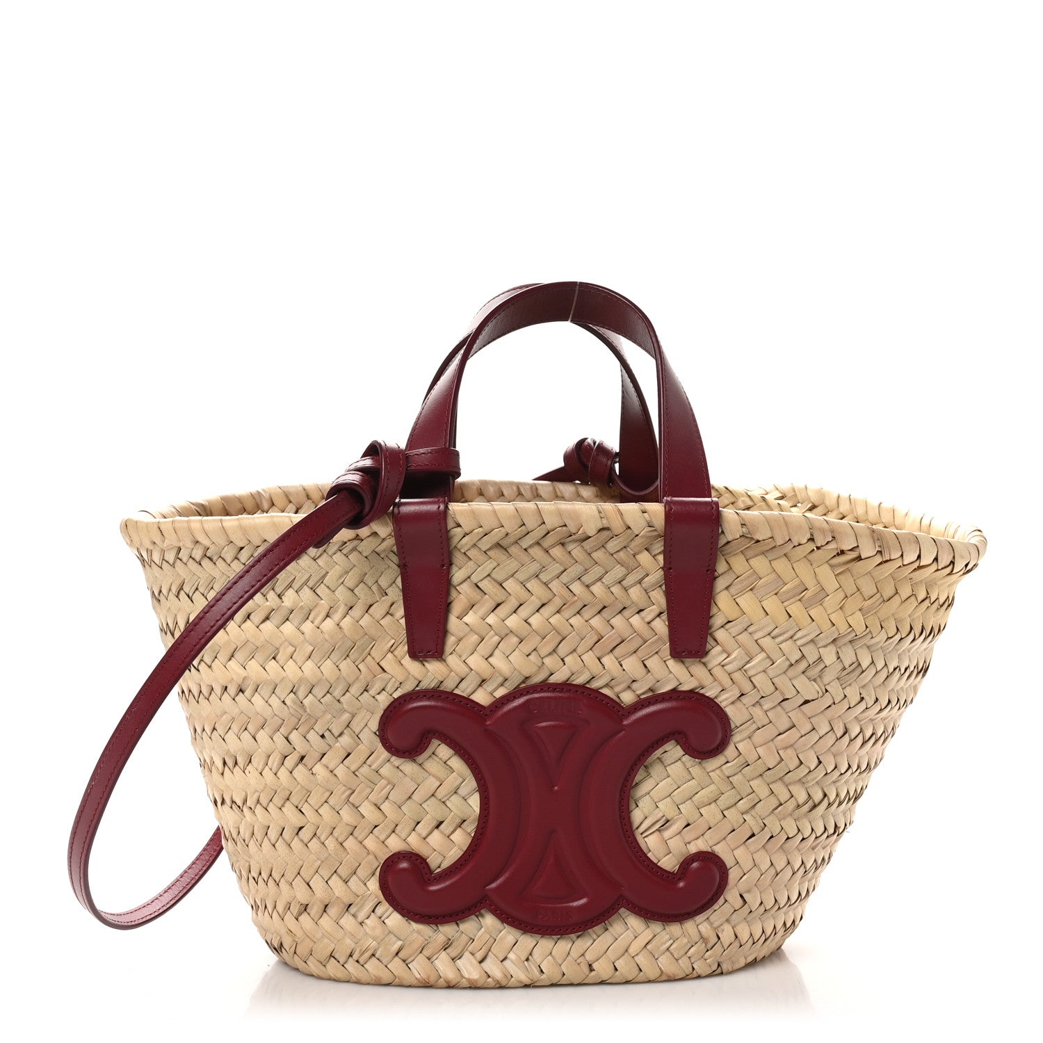 Celine Palm Leaf Calfskin Triomphe Teen Panier Burgundy 1752518