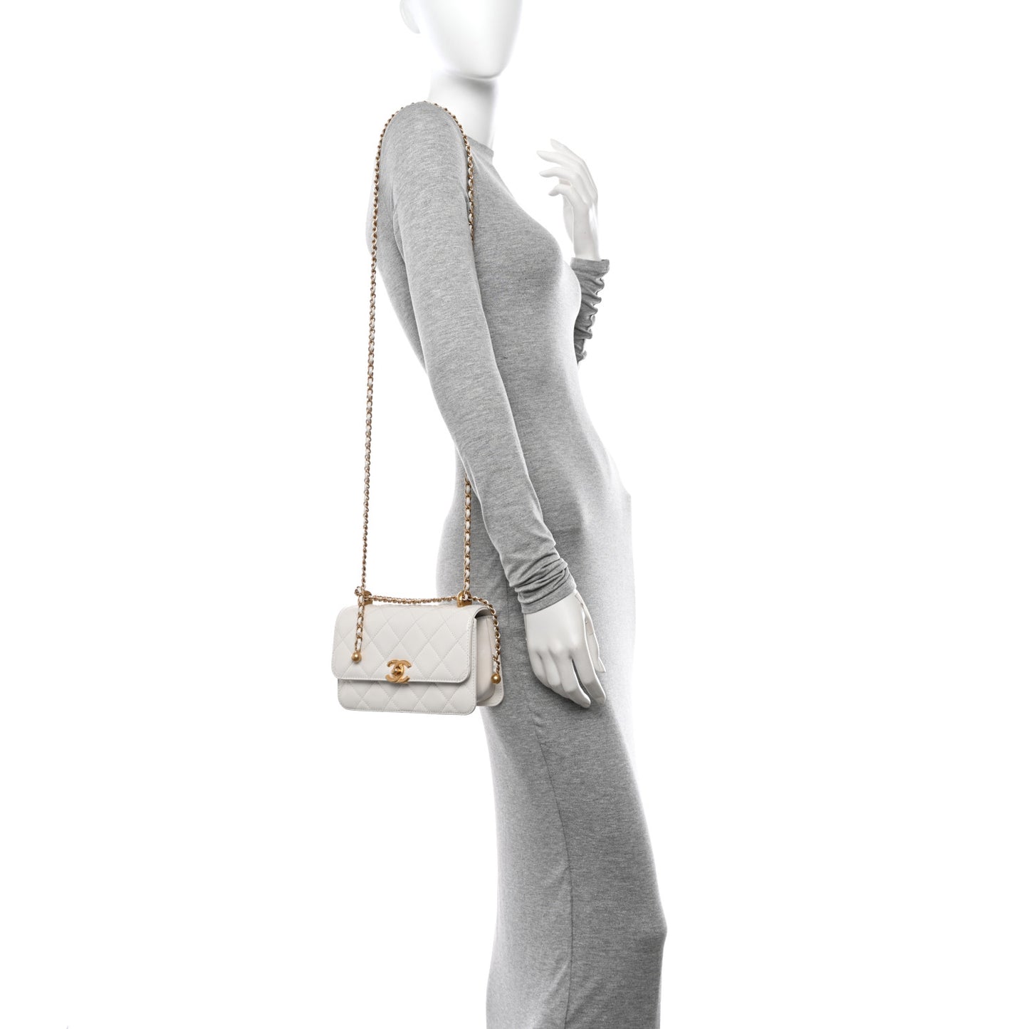 Calfskin Quilted Mini Perfect Fit Flap White