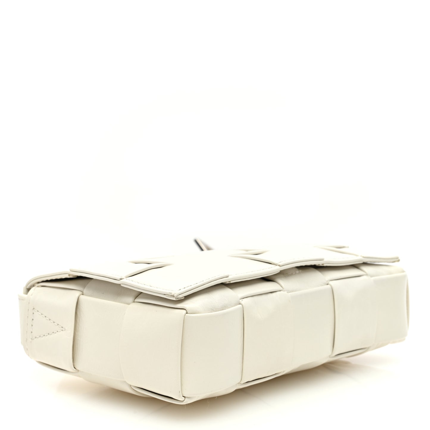 Paper Calfskin Maxi Intreccio Cassette Crossbody Bag White
