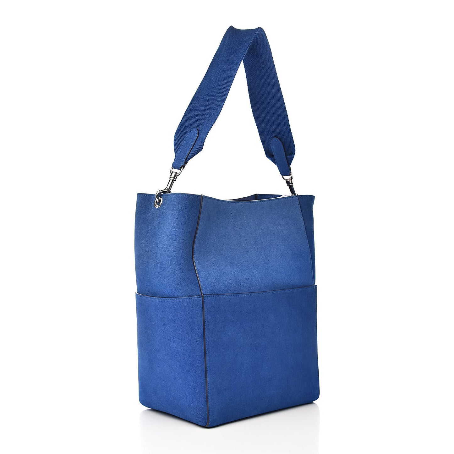 Suede Sangle Bucket Bag Electric Blue
