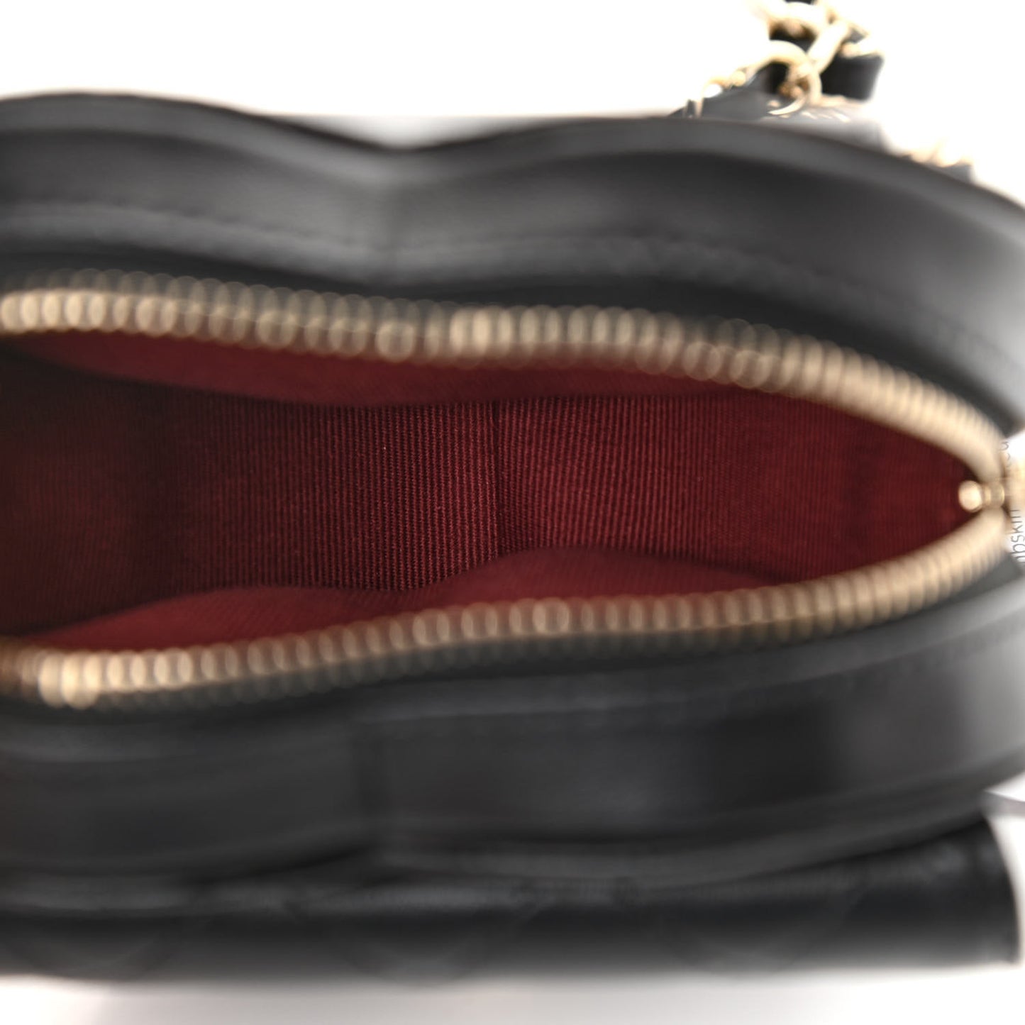 Lambskin Quilted CC In Love Heart Waist Belt Bag With Chain Black