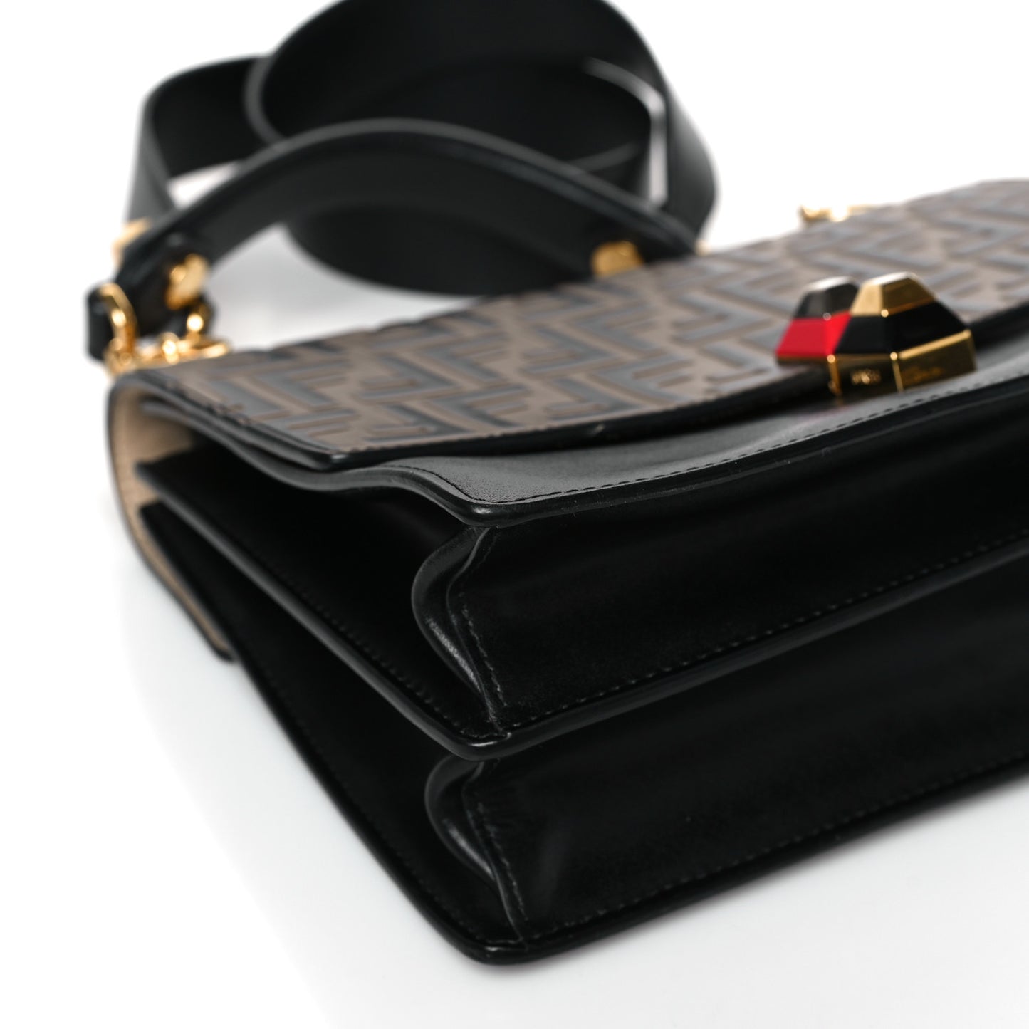 Vitello Liberty Bi-Color FF 1974 Embossed Kan I Shoulder Bag Black Maya