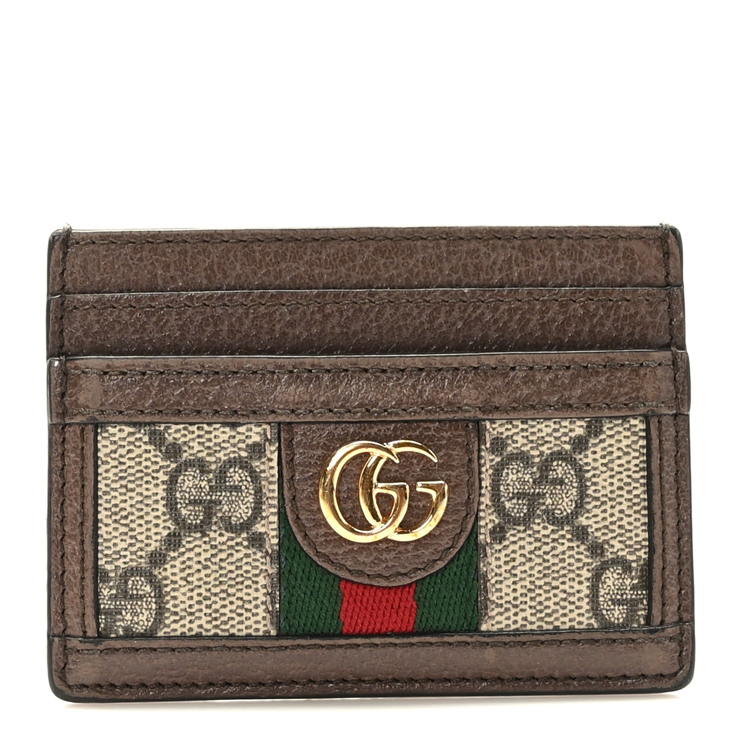 GG Supreme Monogram Textured Dollar Calfskin Ophidia Card Holder Beige Ebony New Acero