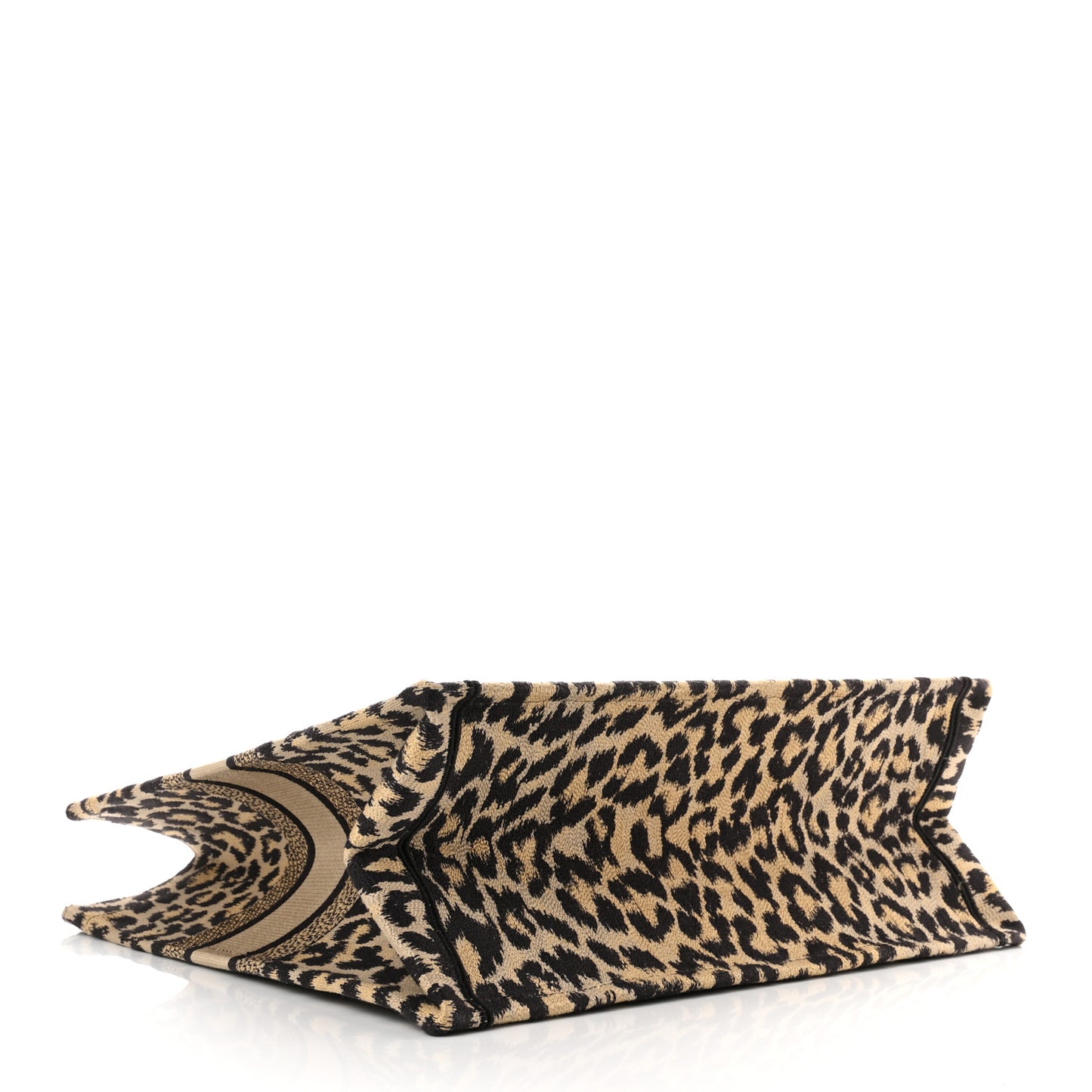 Canvas Mizza Embroidered Large Leopard Book Tote Beige