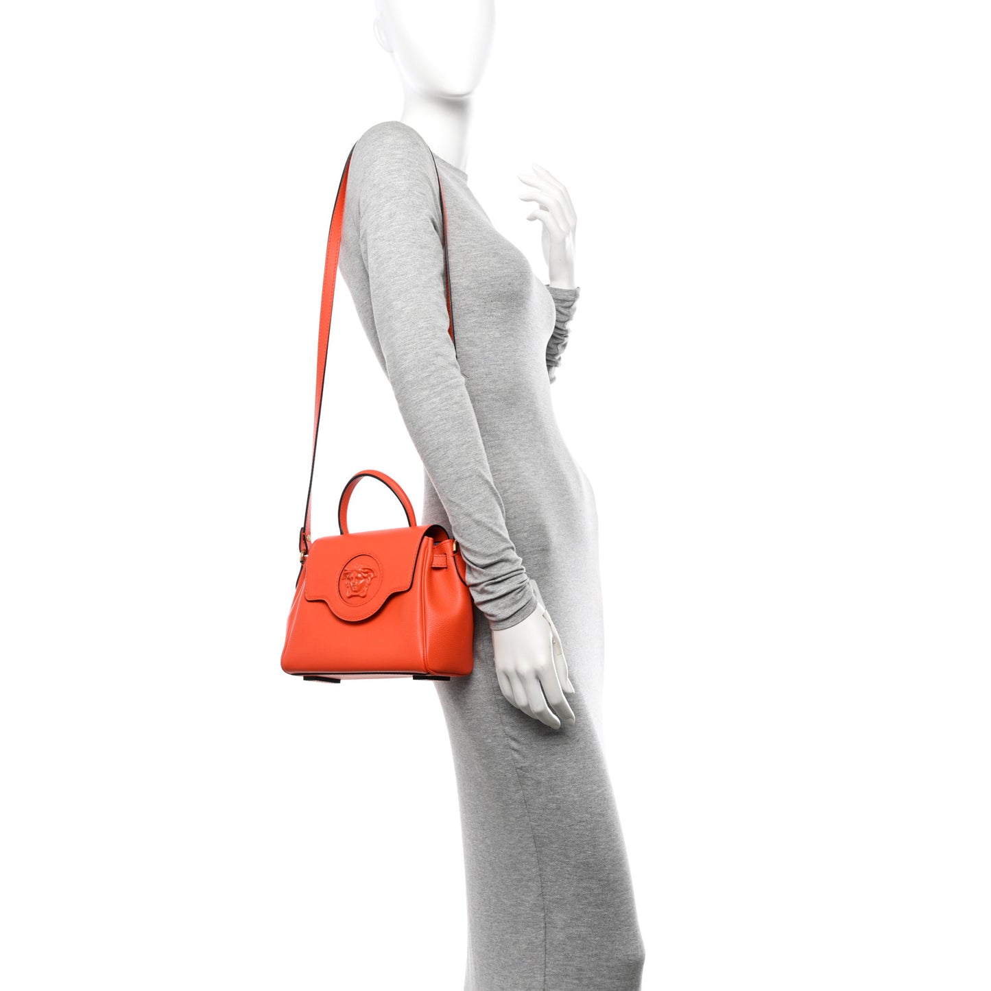 Grained Calfskin Small La Medusa Bag Orange