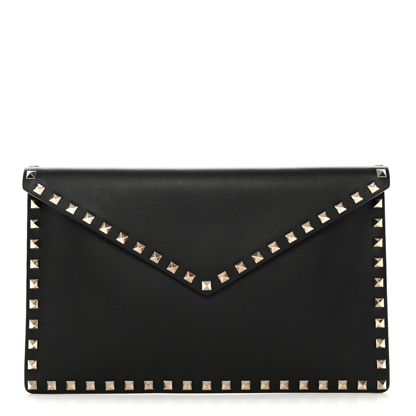 Vitello Large Rockstud Envelope Clutch Black