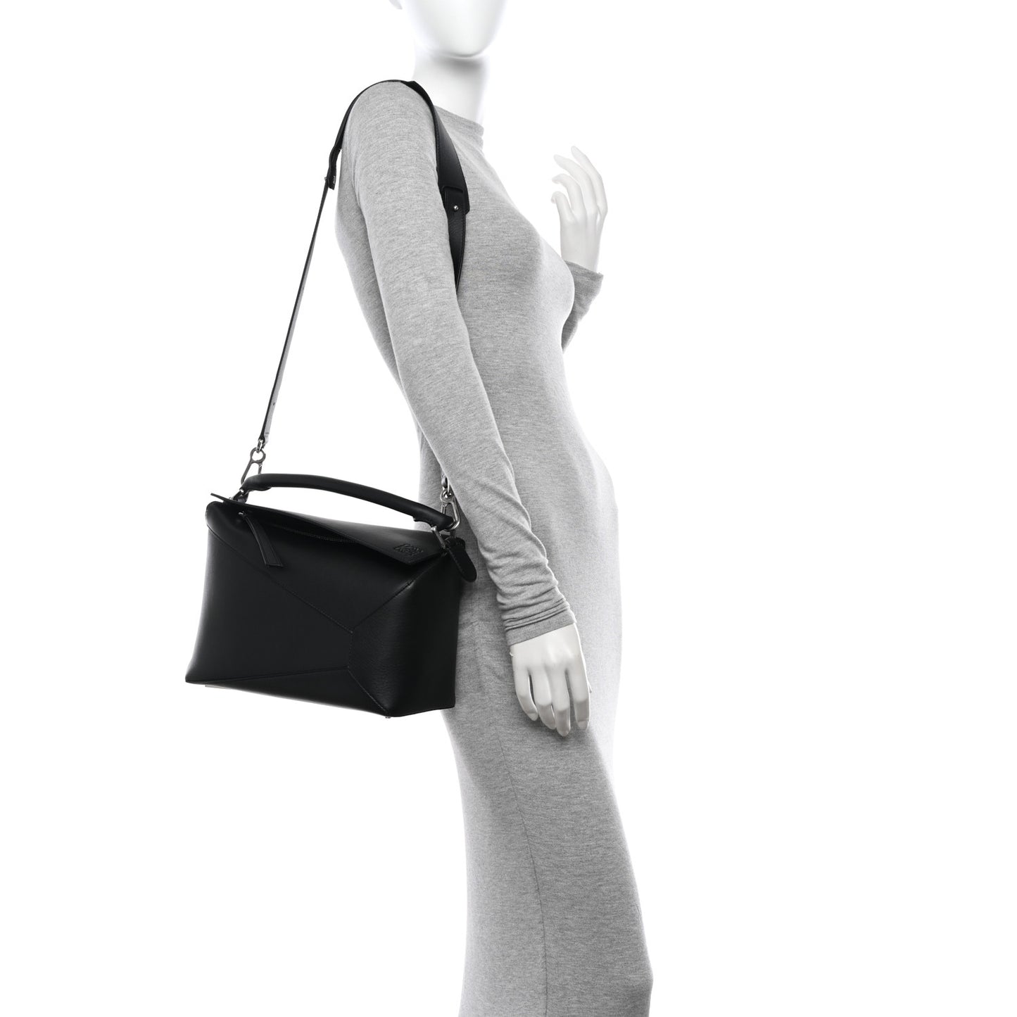 Calfskin Medium Puzzle Edge Bag Black