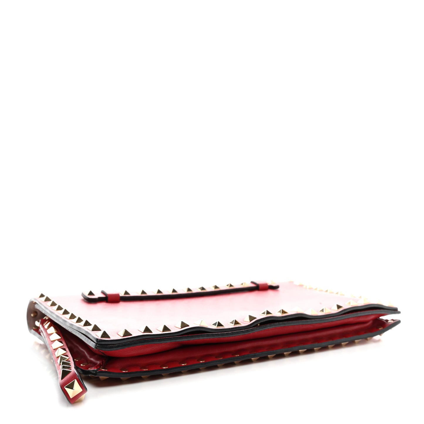 Nappa Rockstud Wristlet Clutch Rosso Valentino