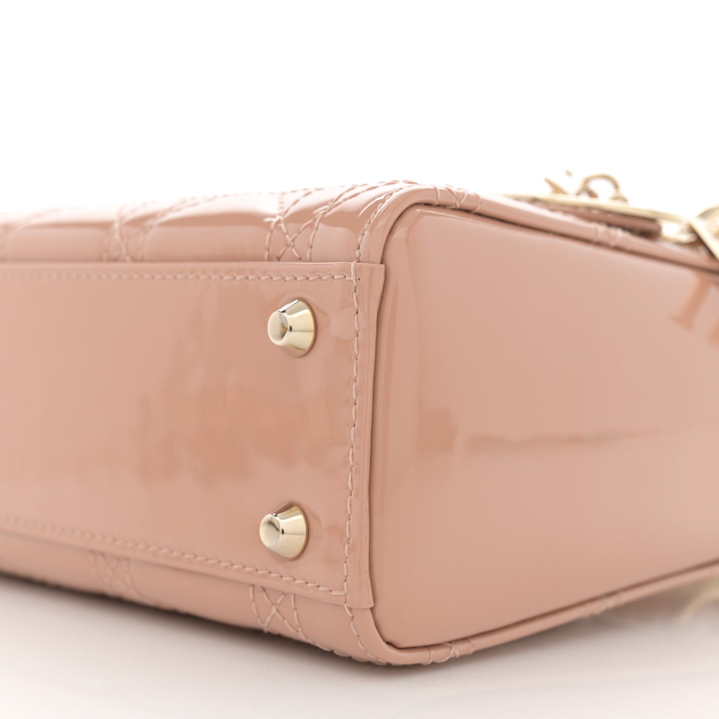 Patent Cannage Mini Lady Dior Rose Des Vents
