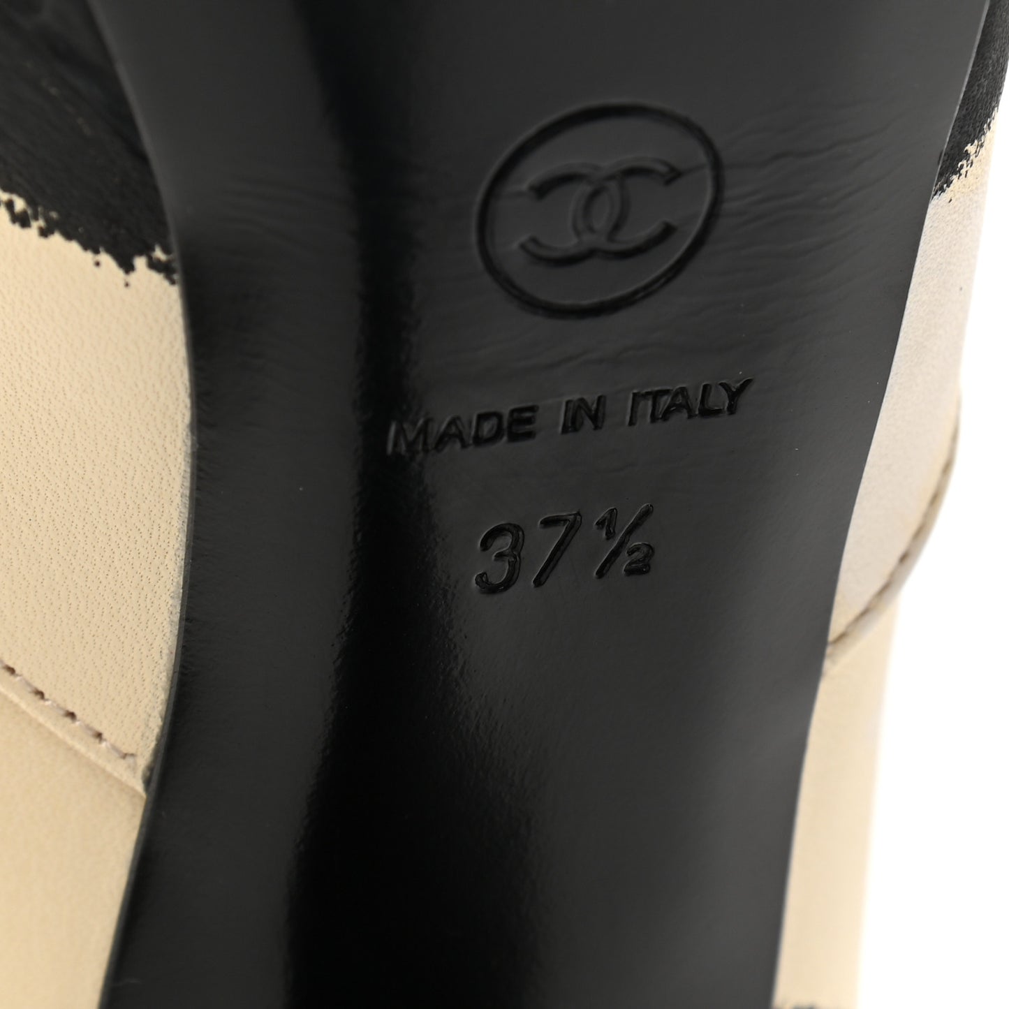 Calfskin CC High Boots 37.5 Dark White Black