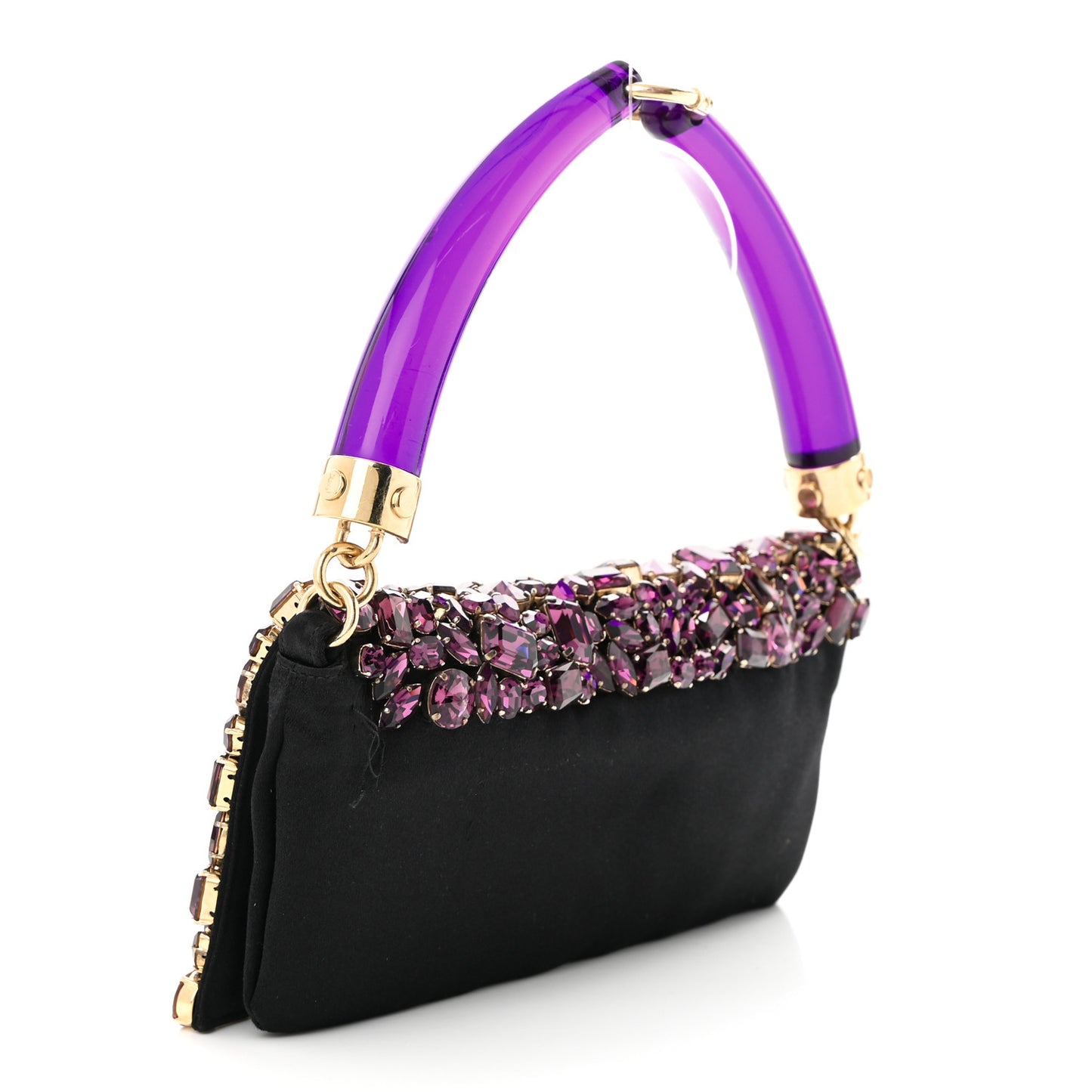 Satin Jeweled Clutch Purple