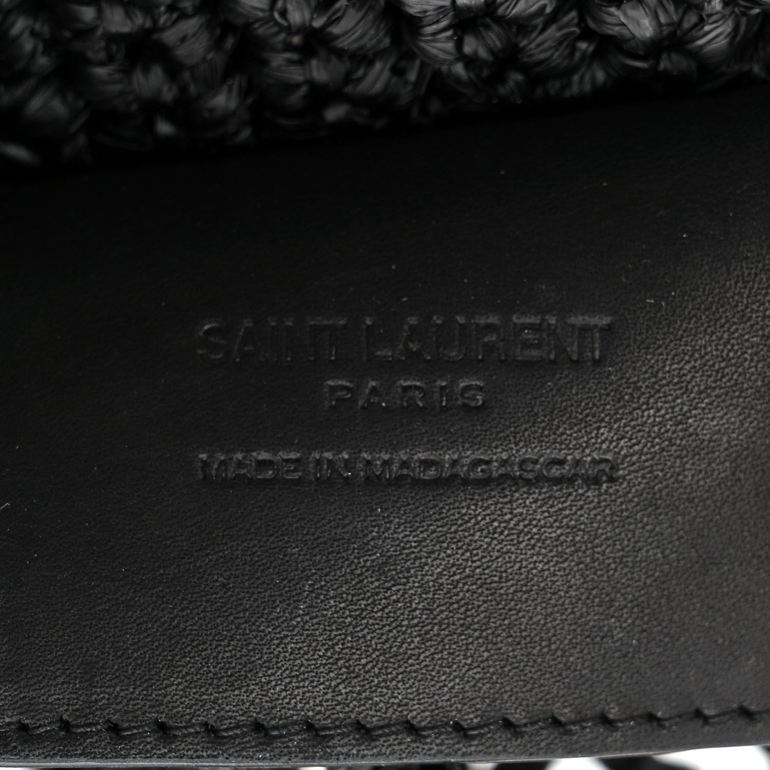 Saint Laurent Raffia Calfskin Oxalis Shoulder Bag Black 6 of 11