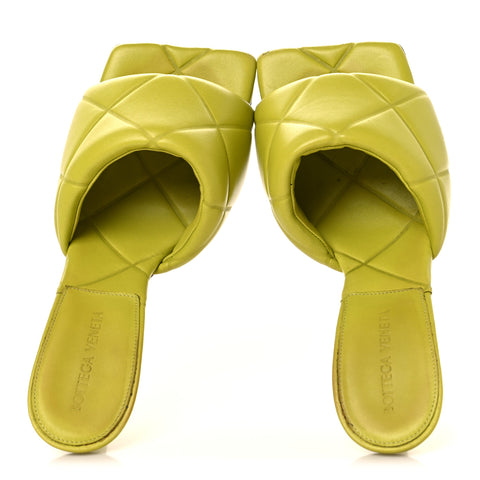 Nappa Quilted Rubber Lido Mule Sandals 38 Kiwi