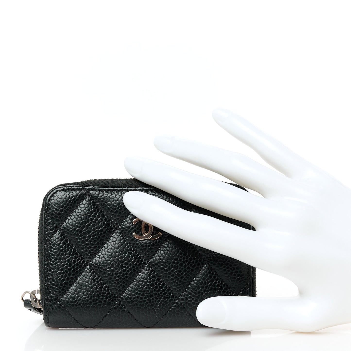Caviar Quilted Classic Zipped Coin Purse Black