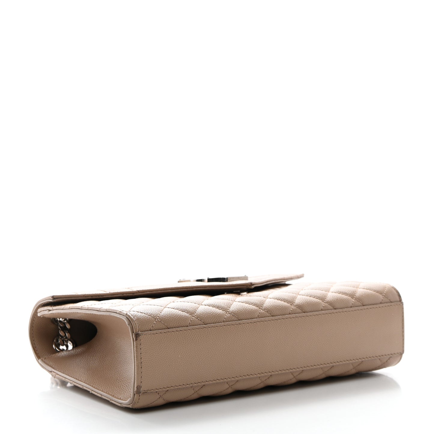 Grain De Poudre Textured Mixed Matelasse Medium Triquilt Monogram Satchel Dark Beige