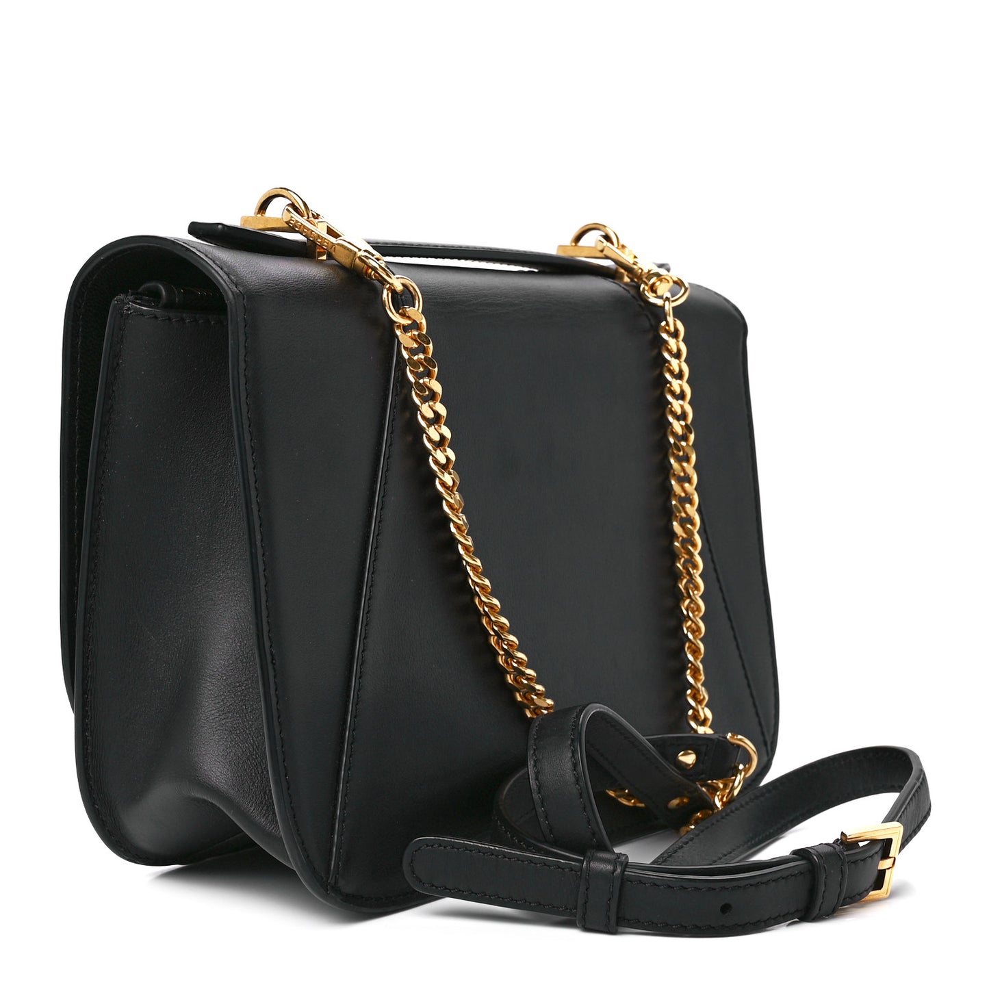 Vitello Barocco Virtus Top Handle Shoulder Bag Black