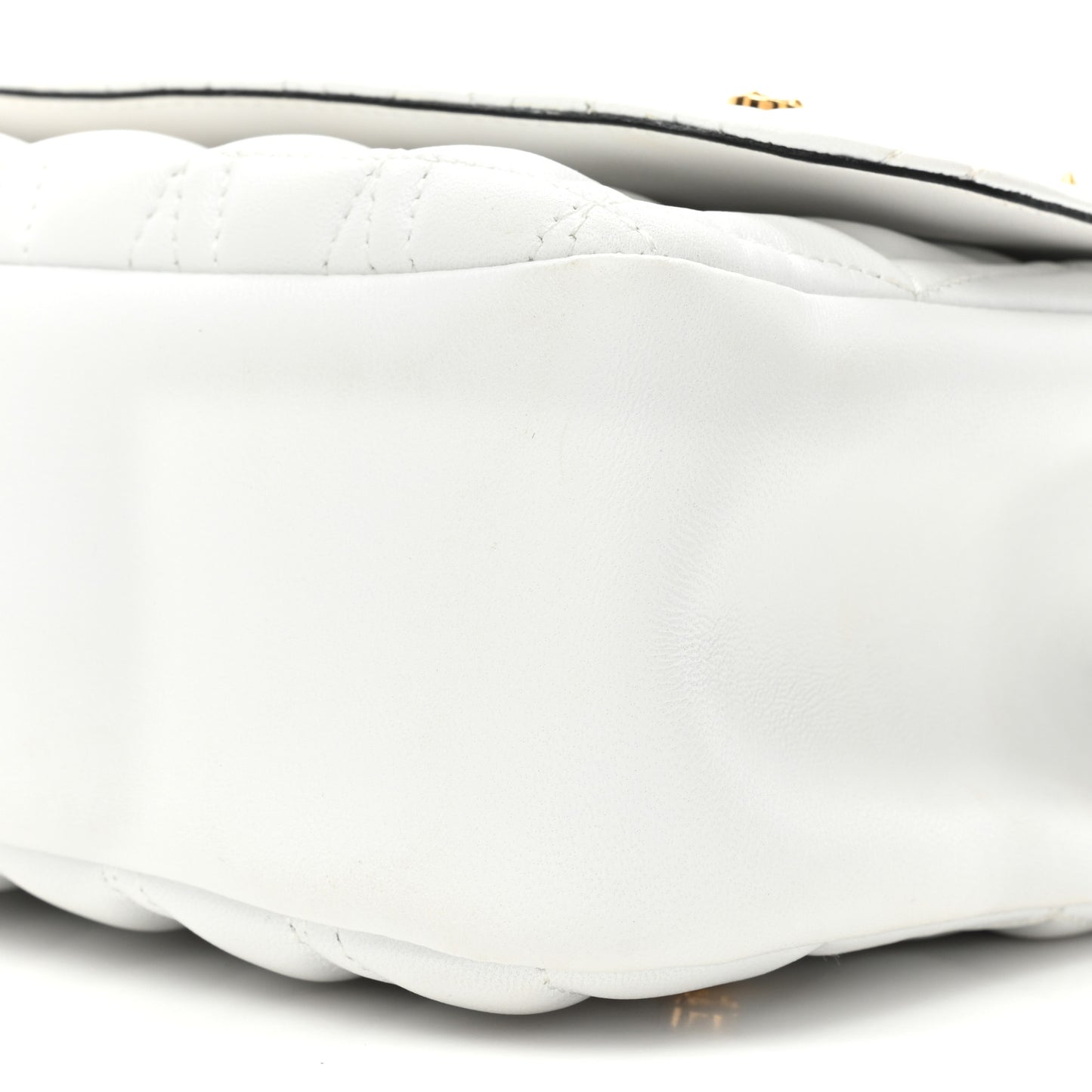 Nappa Quilted Studded Virtus Shoulder Bag White
