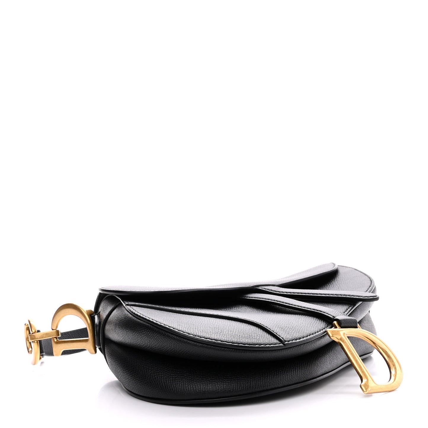 Grained Calfskin Saddle Bag Black