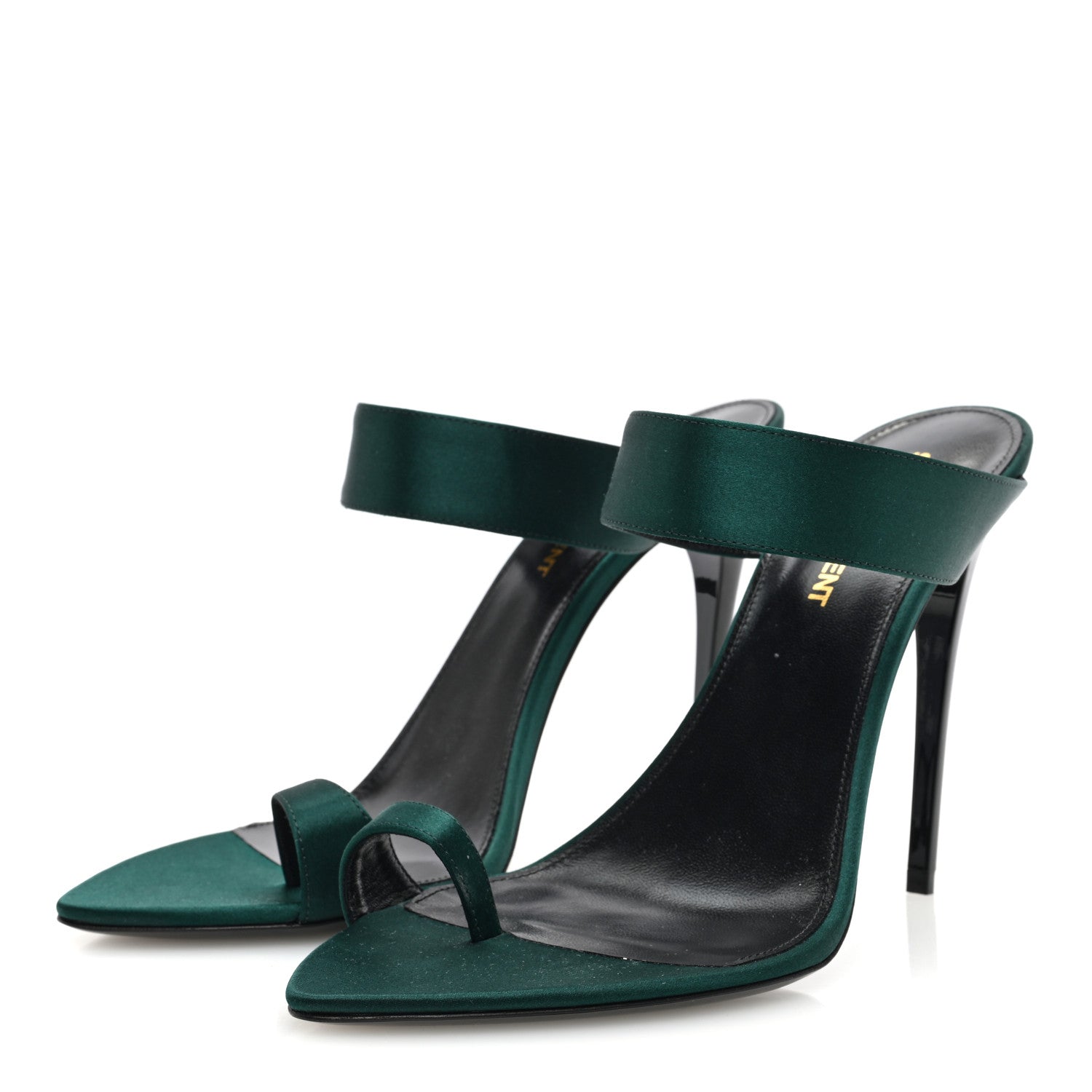 Saint Laurent Crepe Satin Martha Mule 110 Sandals 38.5 Dorian Green 3 of 8