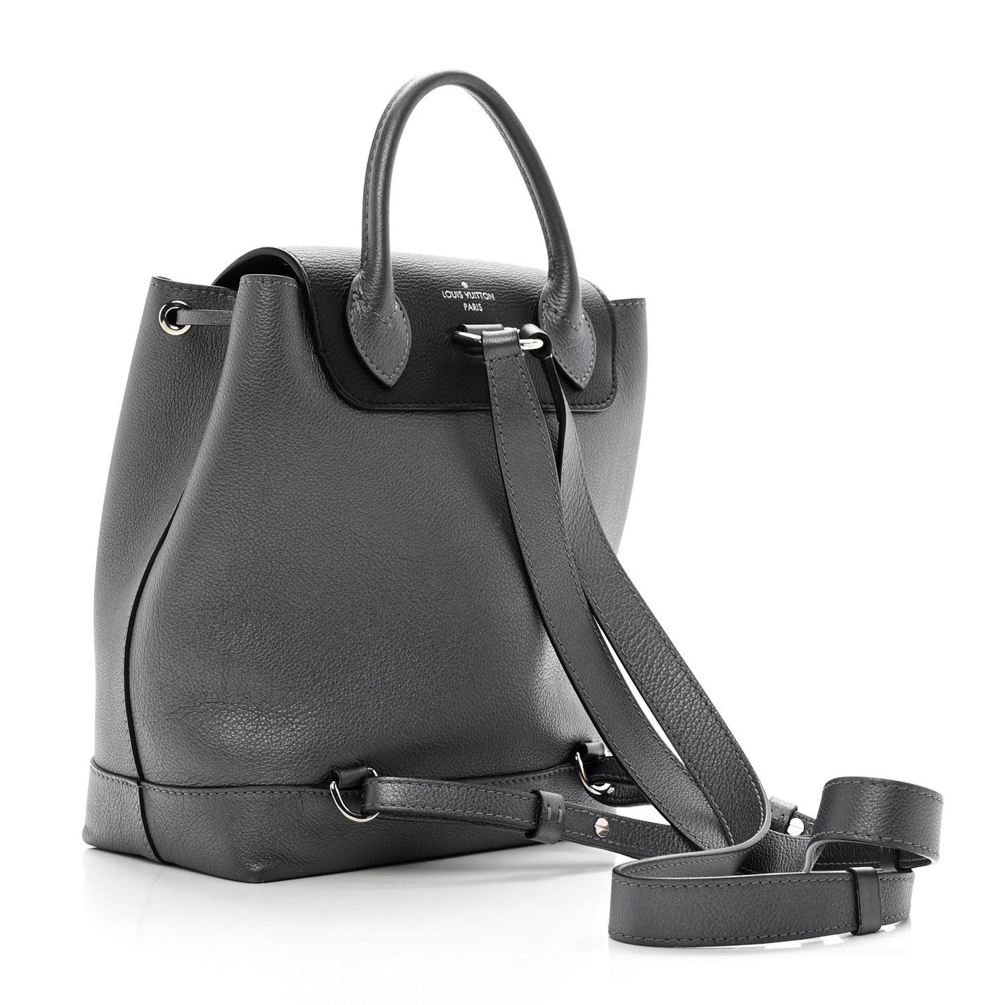Metallic Calfskin Eyelet Lockme Backpack Black
