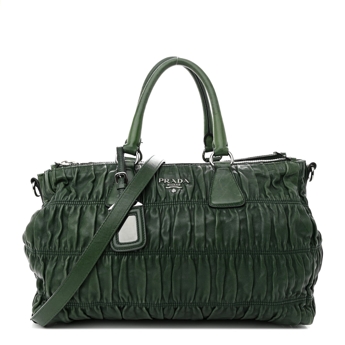 Nappa Gaufre Double Zip Tote Green