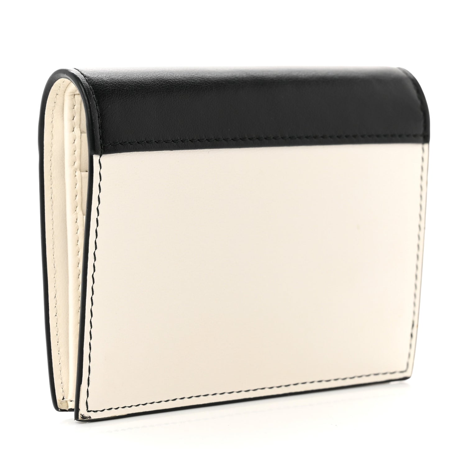 City Calfskin Bi-Fold Wallet White Black