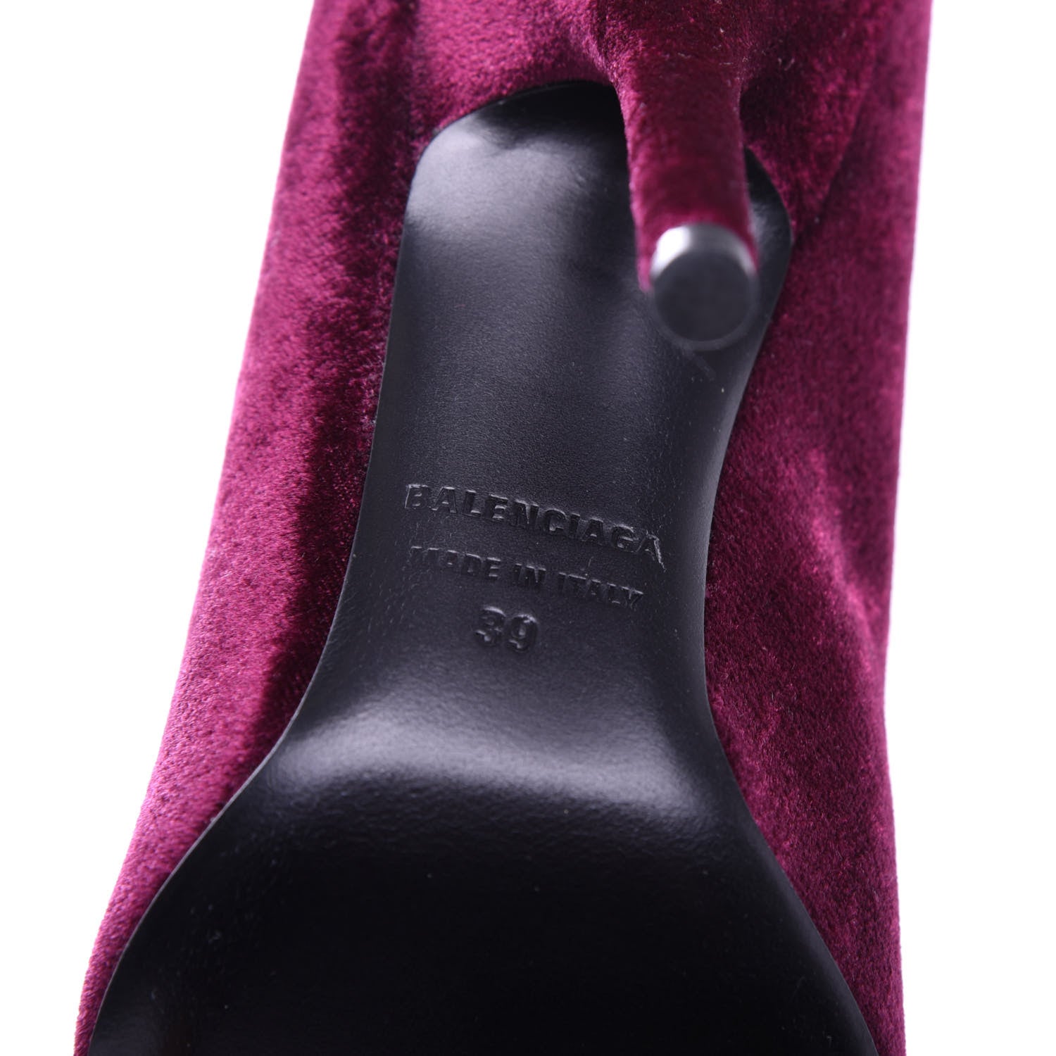 Balenciaga Velvet Extreme Pointed Toe Knife Booties 39 Rouge Prune 6 of 7
