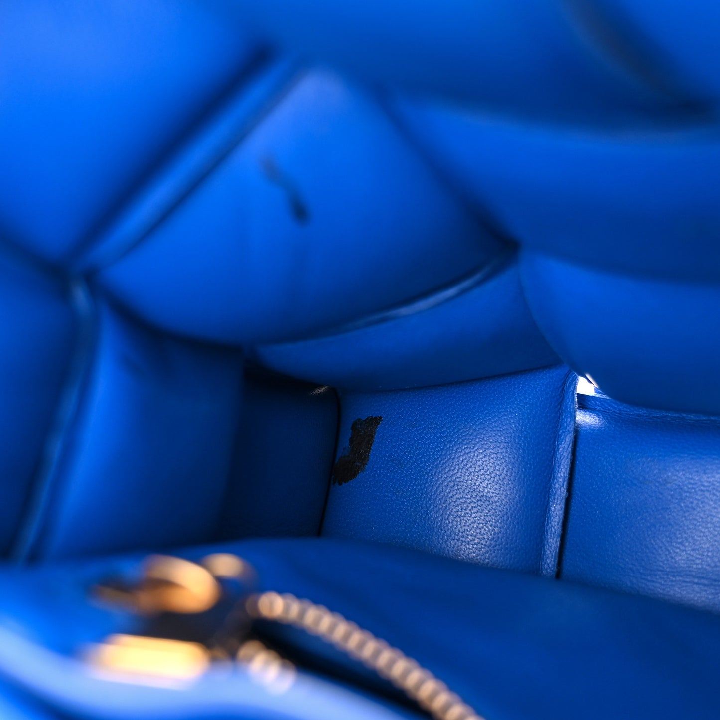 Lambskin Maxi Intreccio Padded Chain Cassette Crossbody Bag Cobalt
