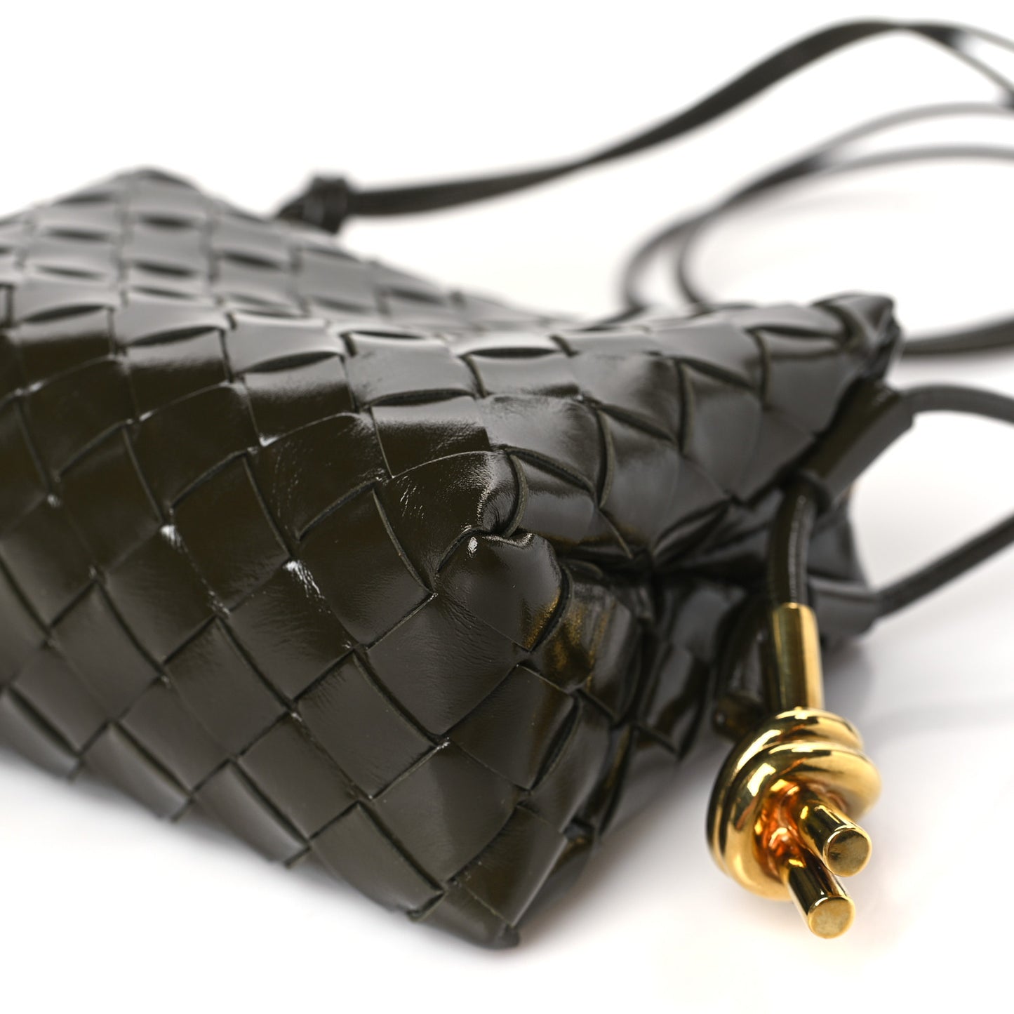 Polished Nappa Intrecciato Knot Mini Loop Camera Bag Kaki