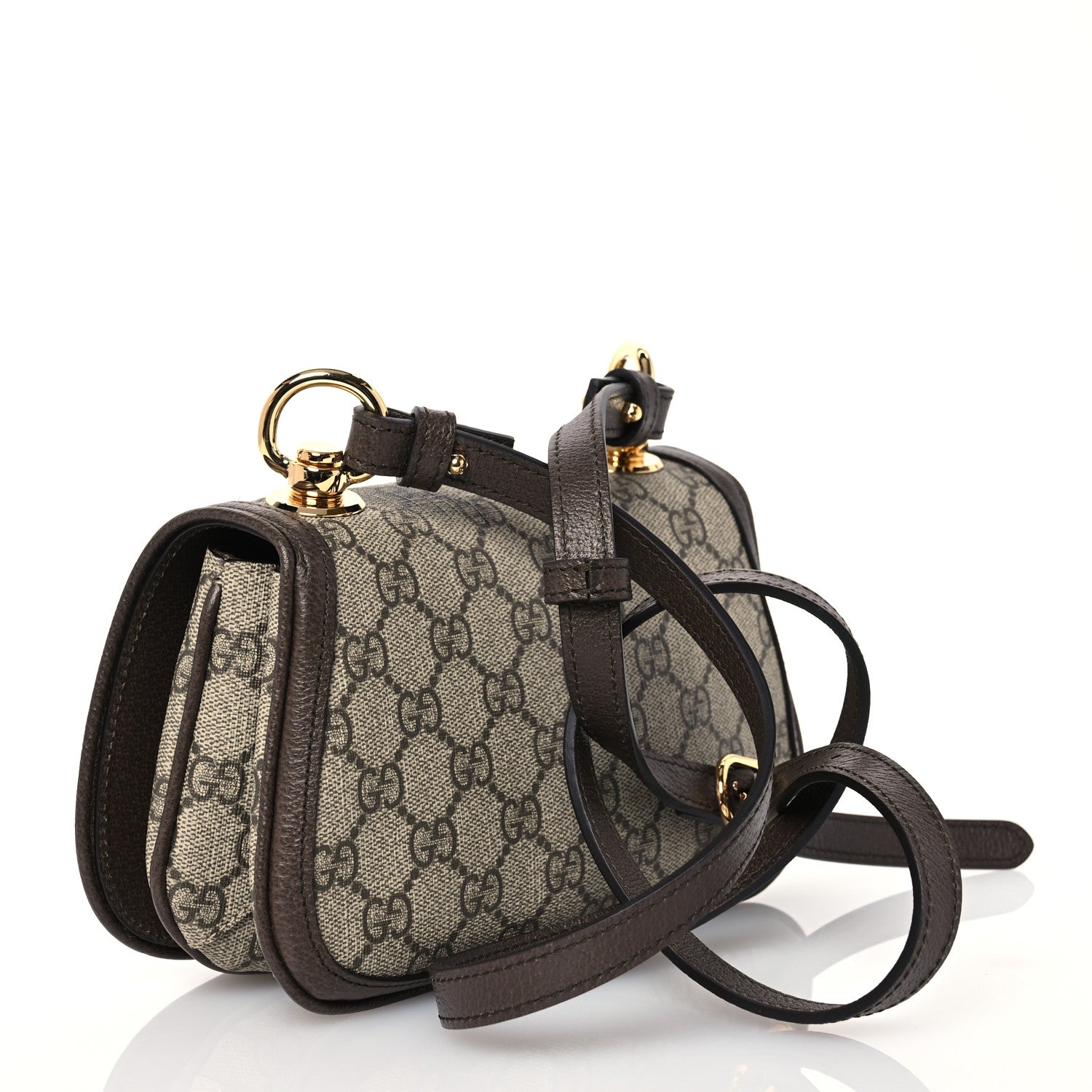 Gucci GG Supreme Monogram Textured Dollar Calfskin Mini Blondie Chain Shoulder Flap Bag Beige Ebony New Acero 3 of 11