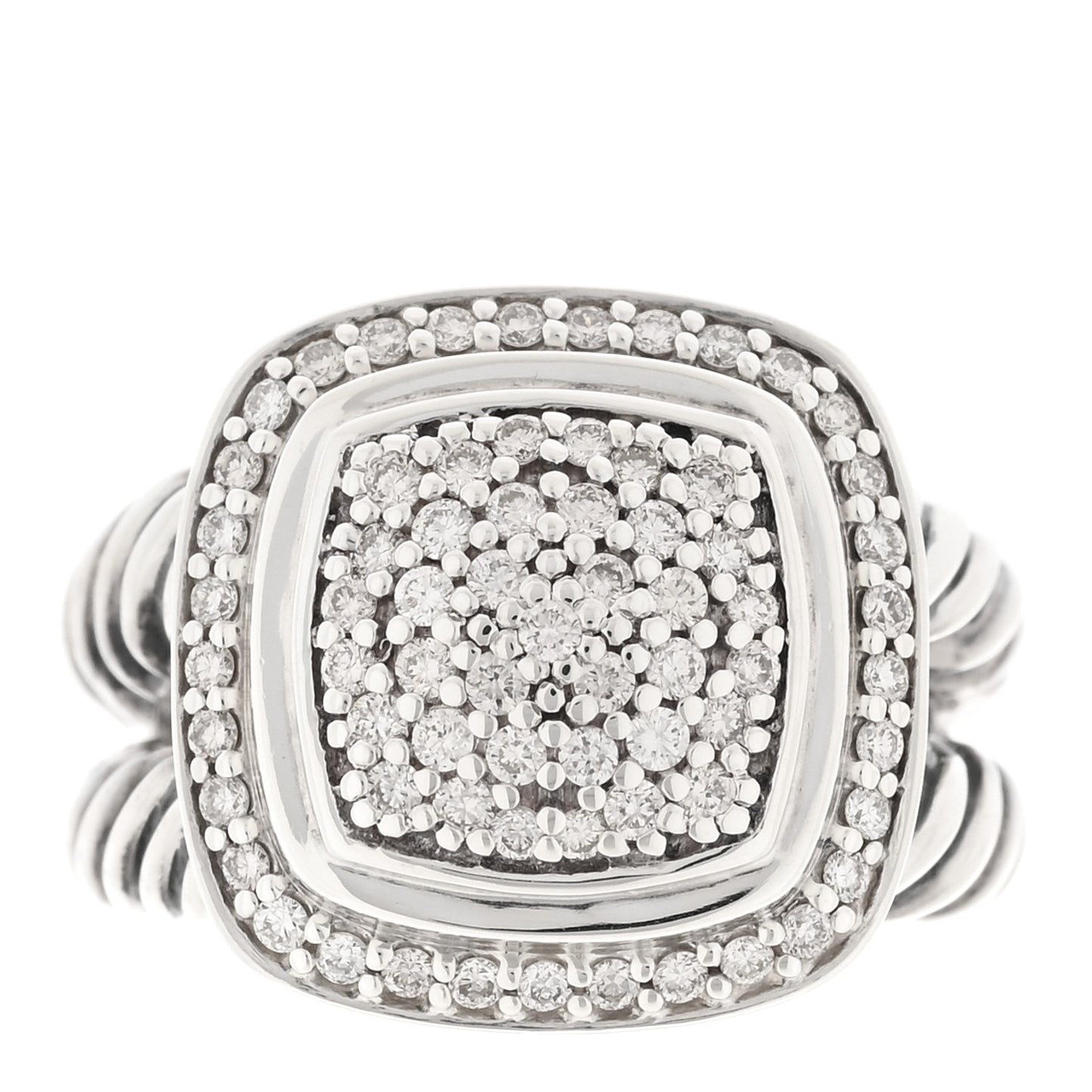 Sterling Silver Diamond 11mm Albion Pave Ring 53 6.25