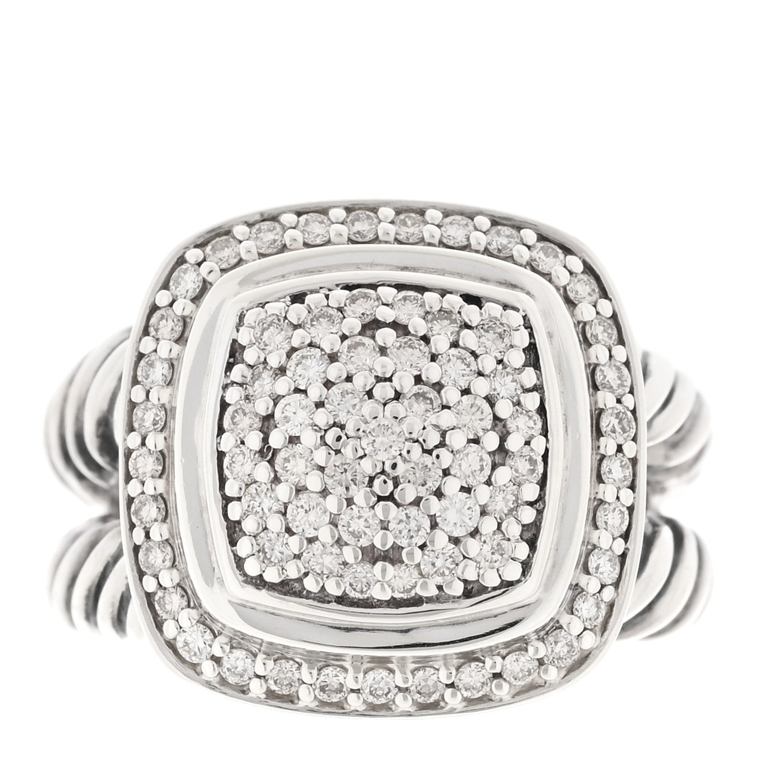 David Yurman Sterling Silver Diamond 11mm Albion Pave Ring 53 6.25 1 of 4