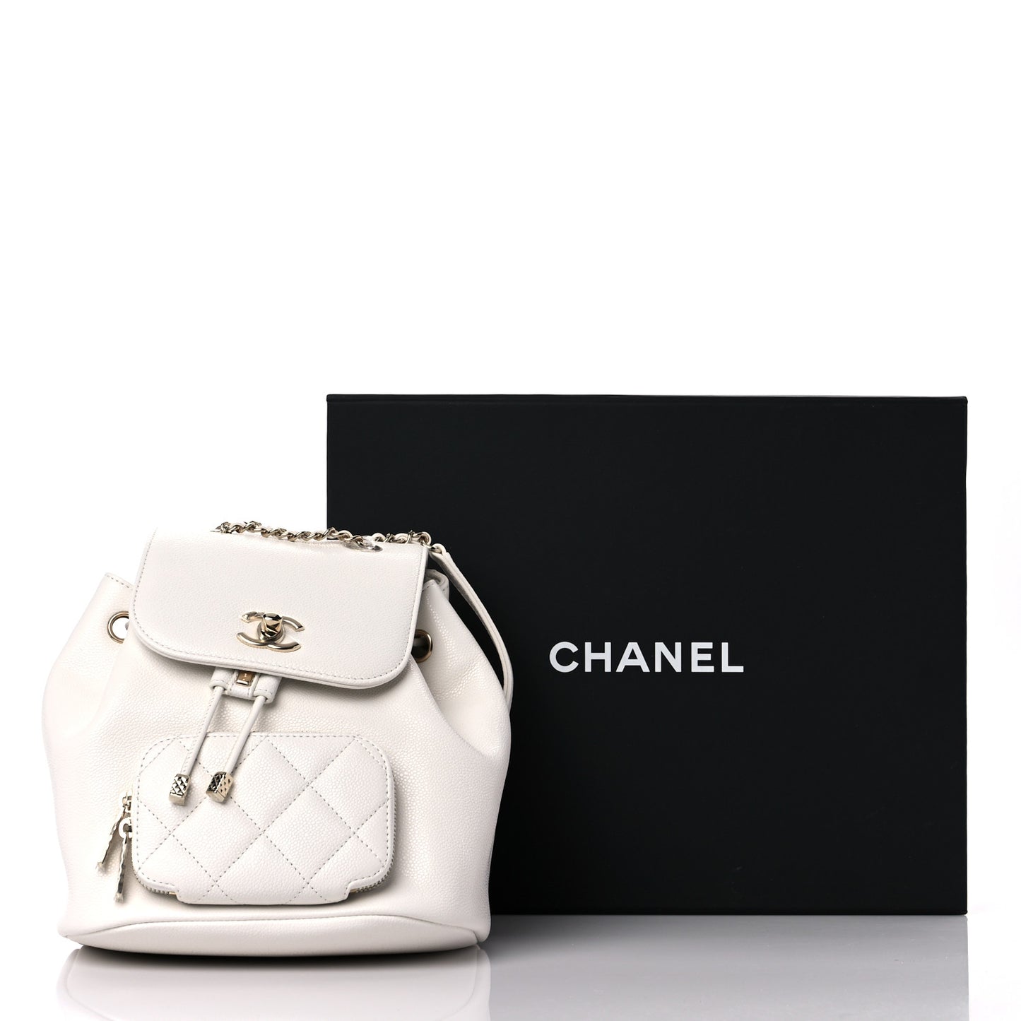 Caviar Quilted Mini Business Affinity Backpack White