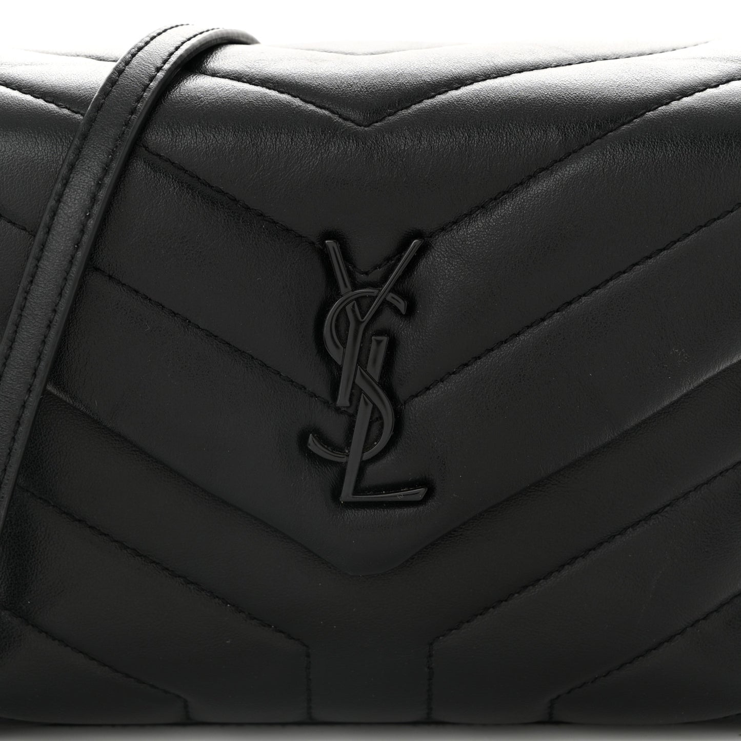 Calfskin Y Quilted Monogram Monochrome Toy Loulou Crossbody Bag Black