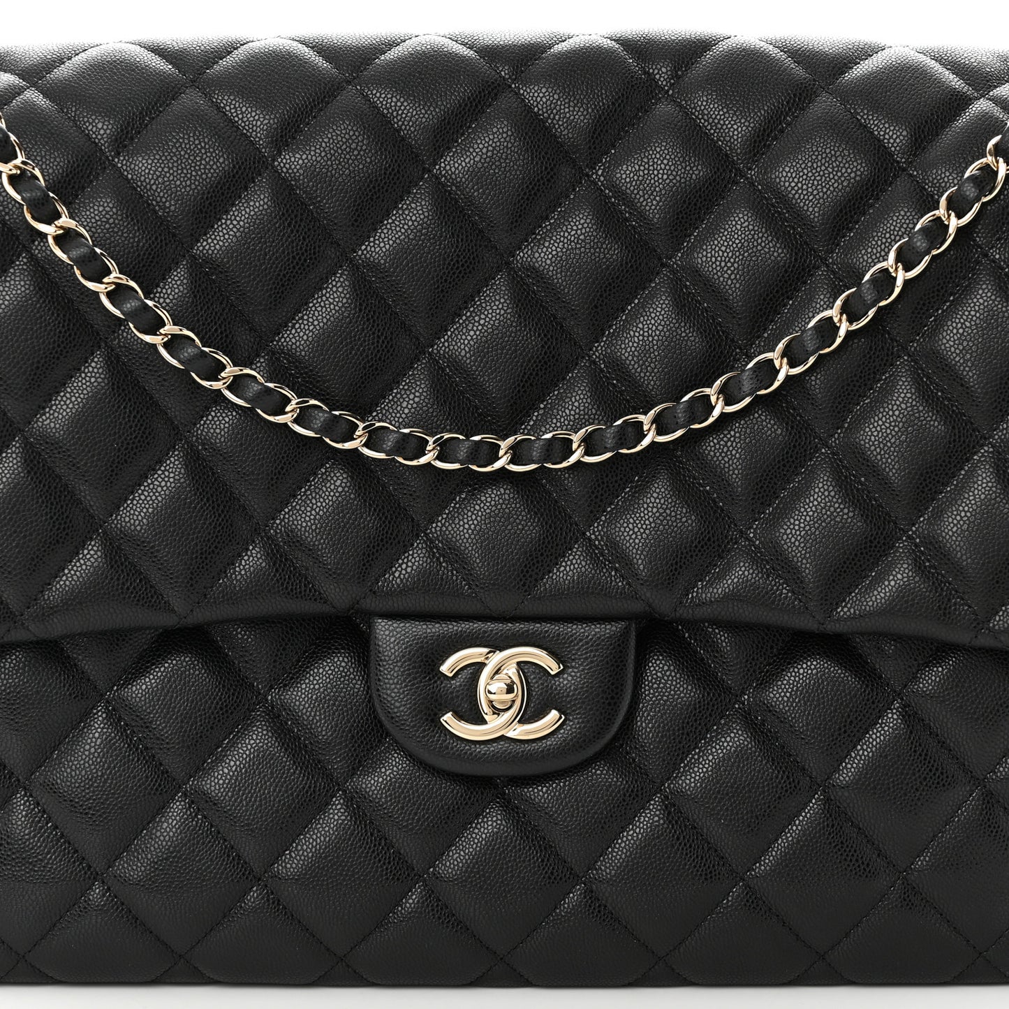 Caviar Quilted XXL Travel Flap Bag Black