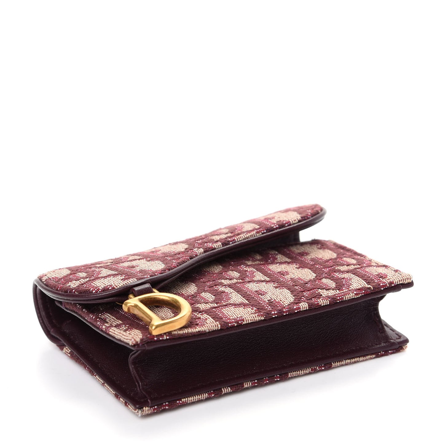 Oblique Saddle Card Holder Bordeaux
