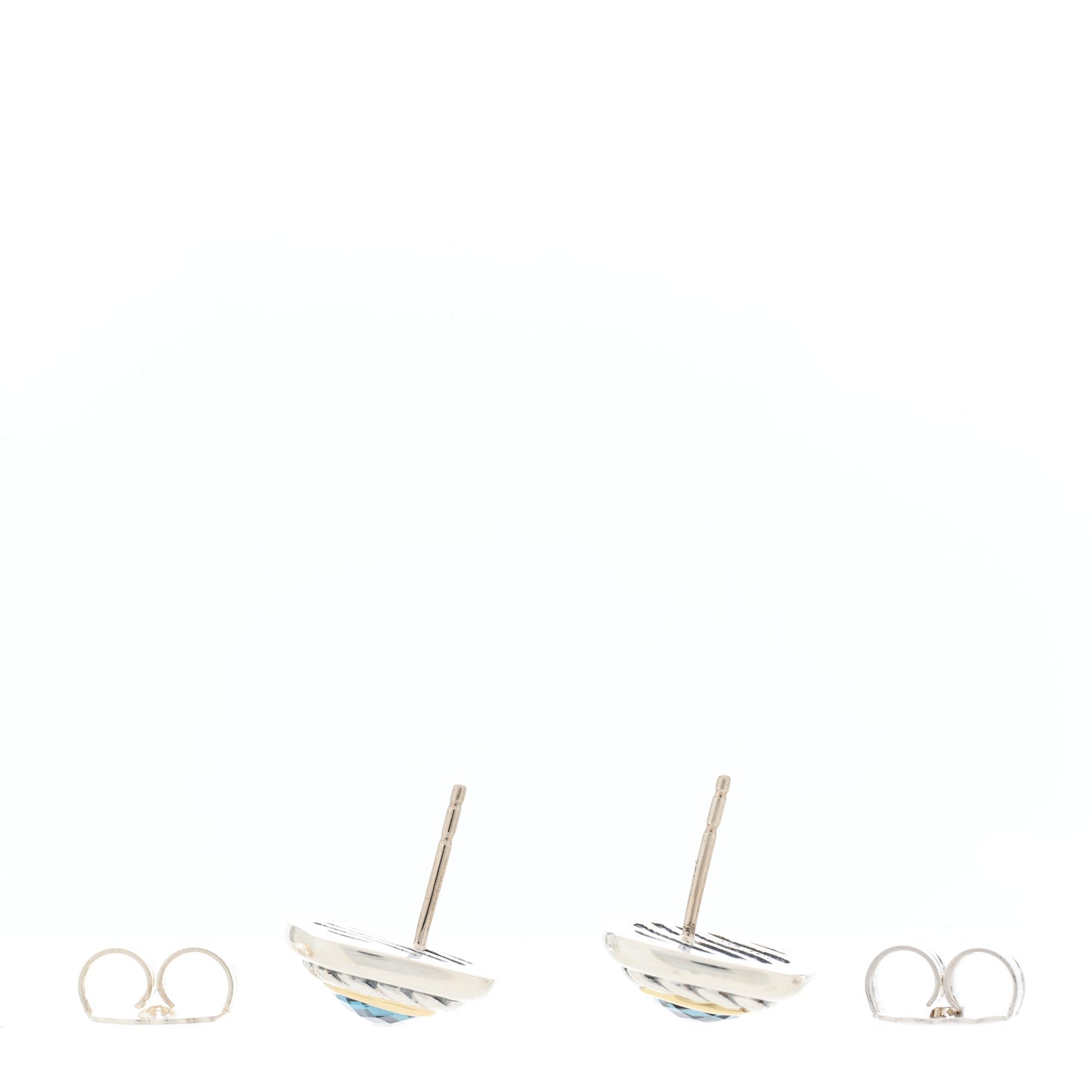 Sterling Silver 18K Yellow Gold Blue Topaz 7mm Albion Earrings