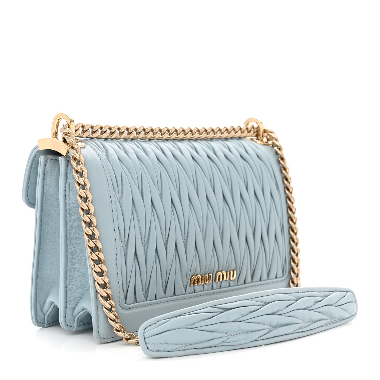 Lambskin Confidential Matelasse Chain Shoulder Bag Light Blue