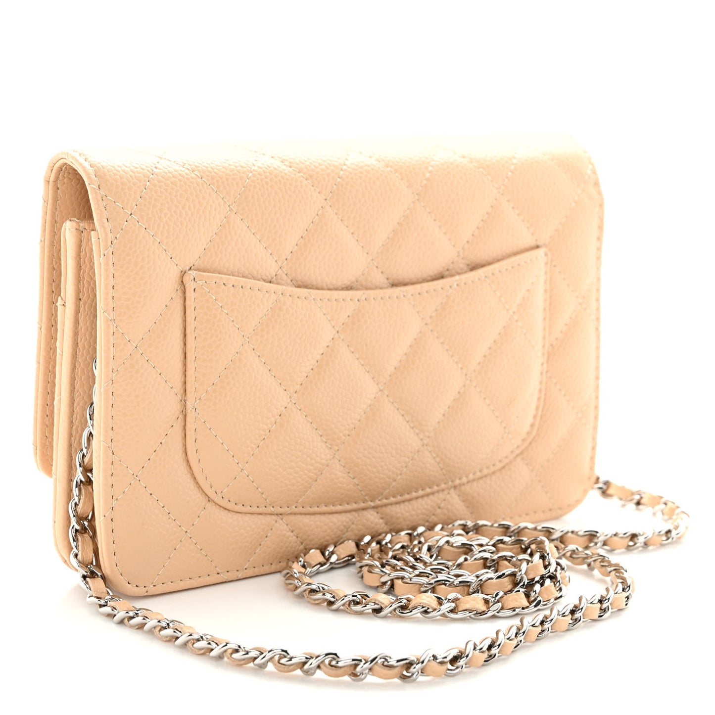 Caviar Quilted Wallet On Chain WOC Beige