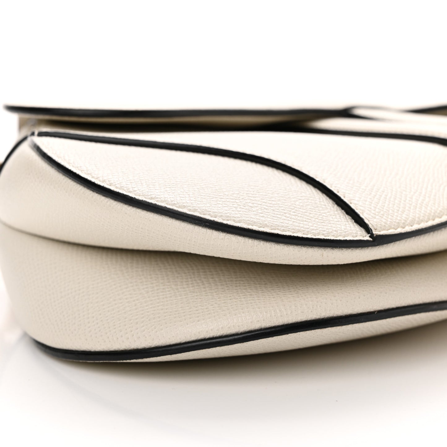 Grained Calfskin Saddle Bag White