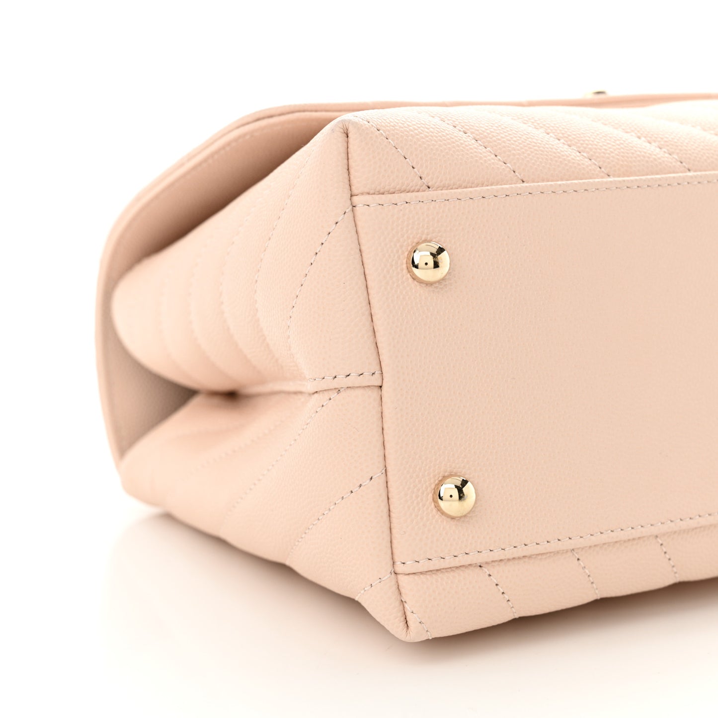 Lizard Embossed Caviar Chevron Quilted Small Coco Handle Flap Beige