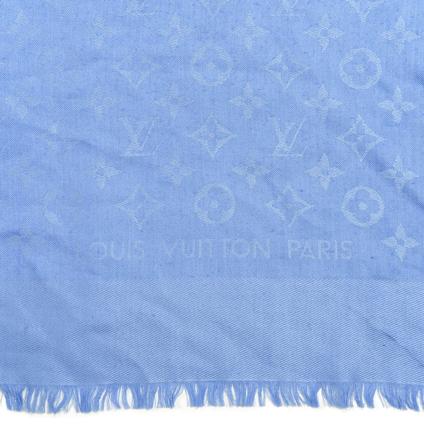Silk Wool Monogram Shawl Blue