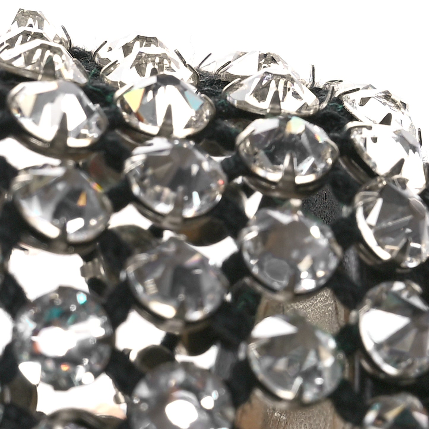 Mesh Nappa Crystal Embellished Sparkle Stretch Ankle Tie Sandals 38 Black