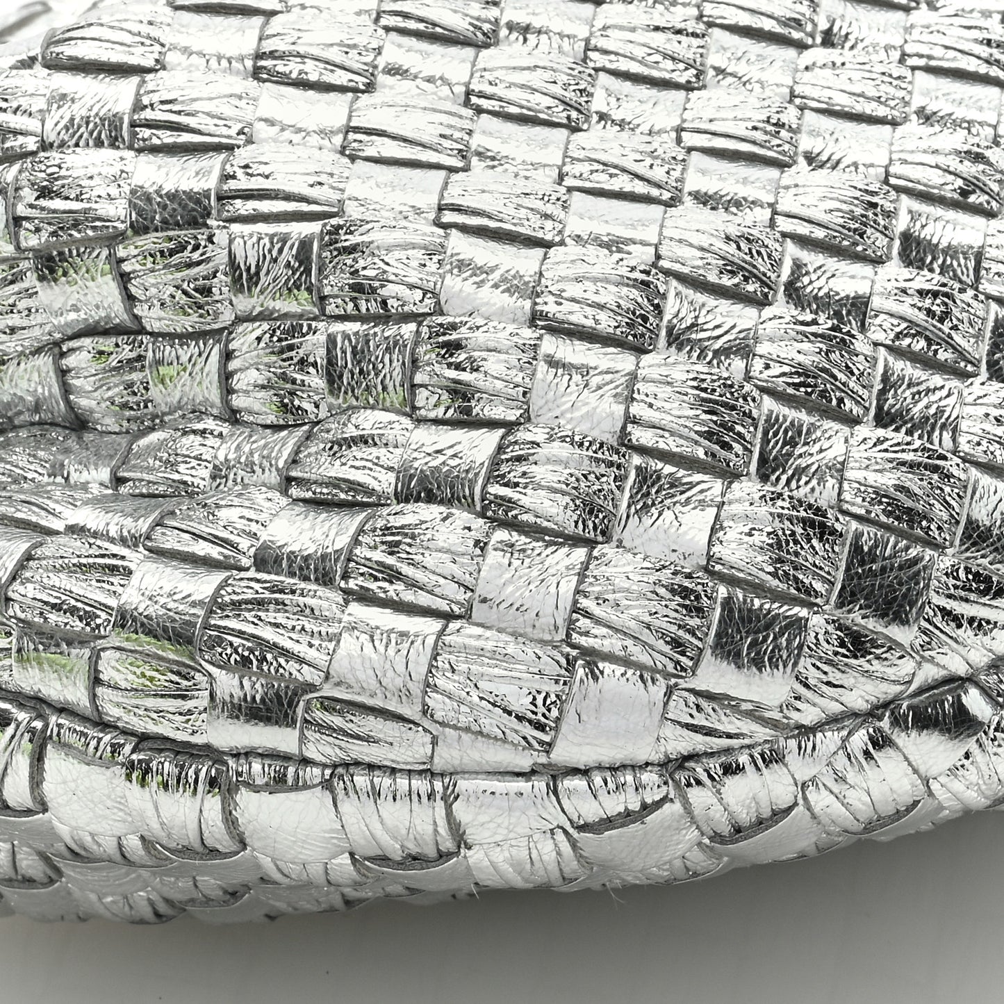Metallic Nappa Intrecciato Mini Jodie Silver