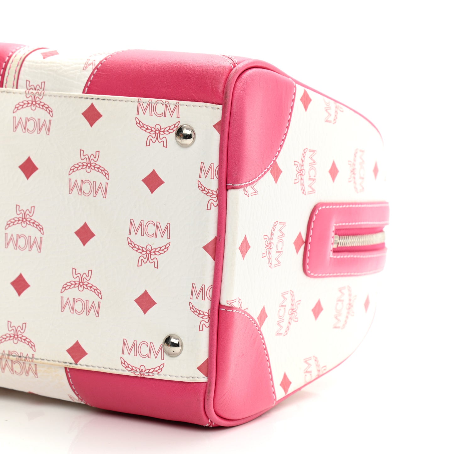 Visetos Medium Boston Bag Pink White