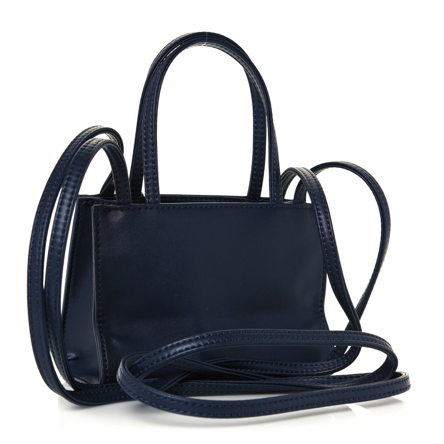 Vegan Leather Small Shopping Bag Navy